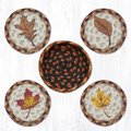 Capitol Importing Co 5 x 5 in. Jute Round Fall Harvest Leaf Coasters in a Basket 29-CB222FHL